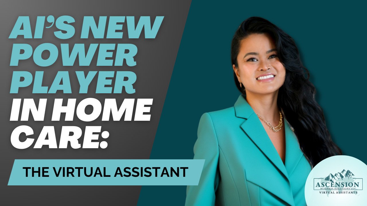 Regina Asuncion featured in an ABS graphic about AI-empowered virtual assistants supporting home care agency operations.