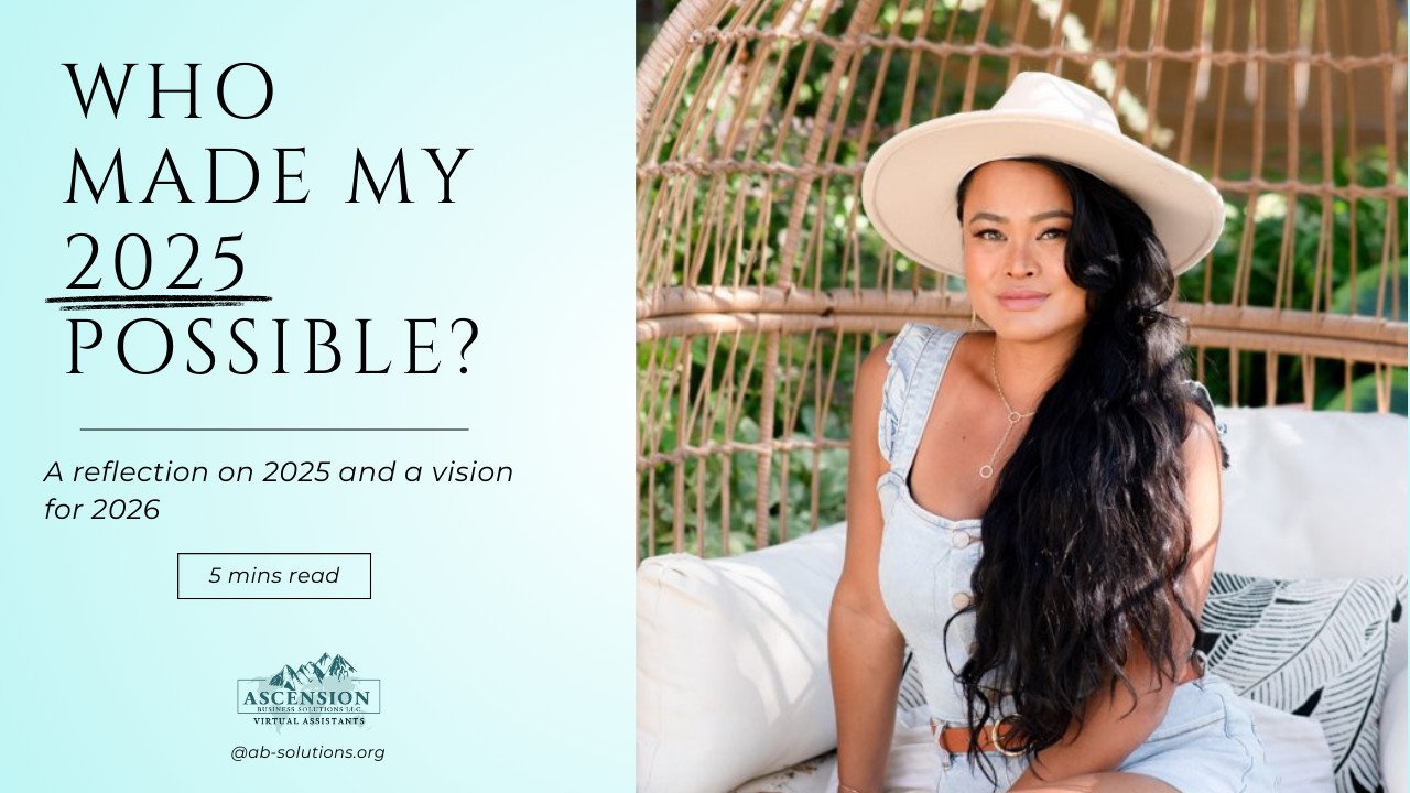 Woman wearing a white hat seated on an outdoor lounge chair beside the words “Who Made My 2025 Possible?”