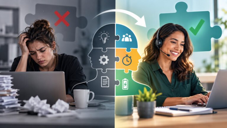Skilled virtual assistant placement concept showing the difference between poor role fit and the right behavioral and work-style match using Culture Index.