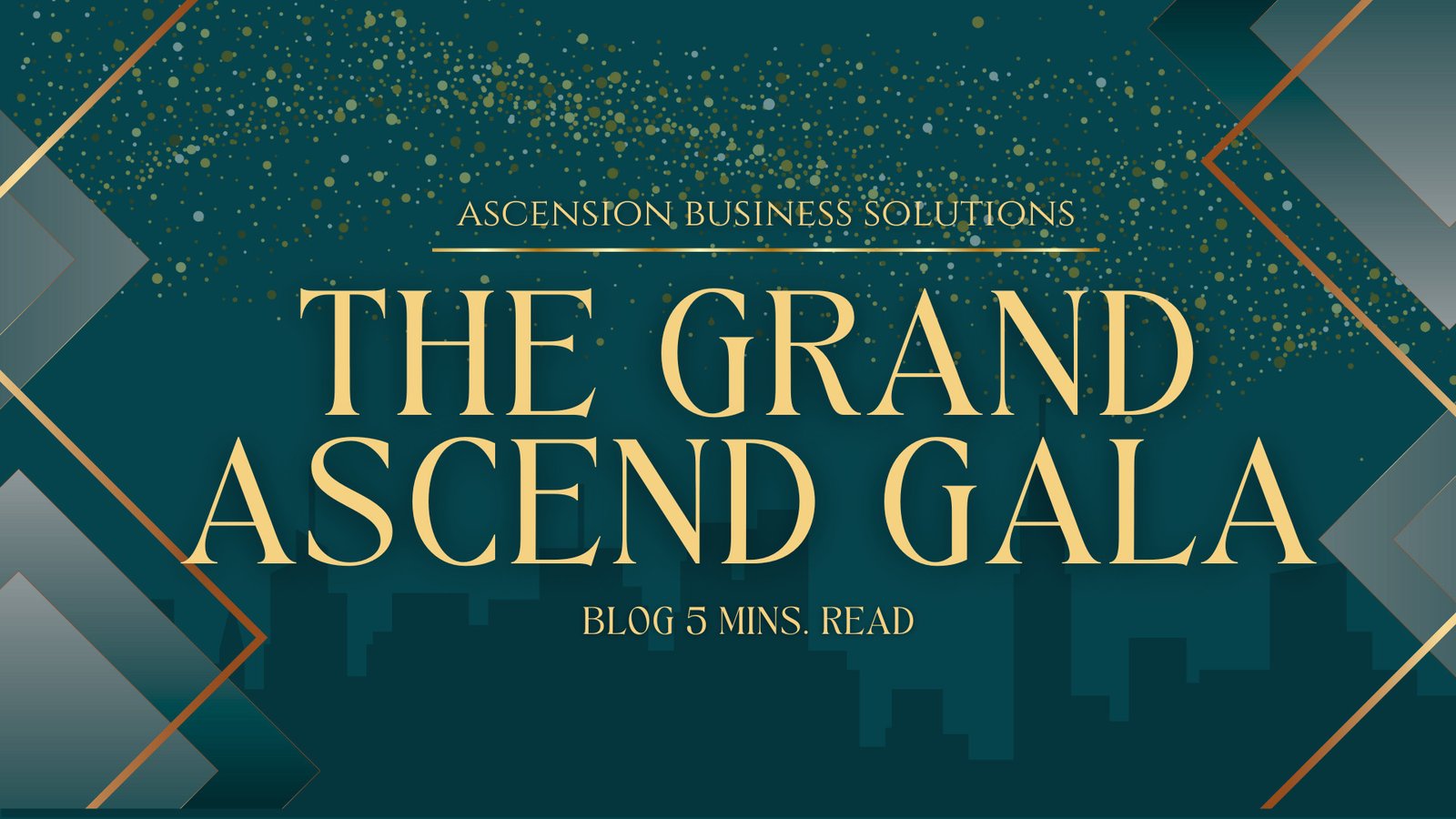 Teal and gold graphic for the Ascension Business Solutions Grand Ascend Gala.